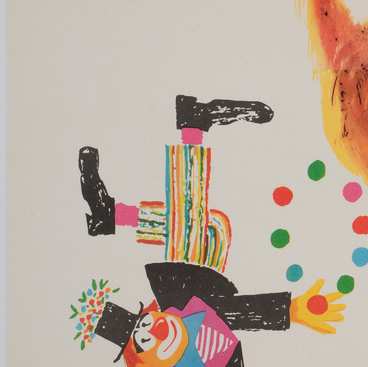 Cyrk Polish Circus Poster Clown and Lion R1982, Miedza-Tomaszewski - detail