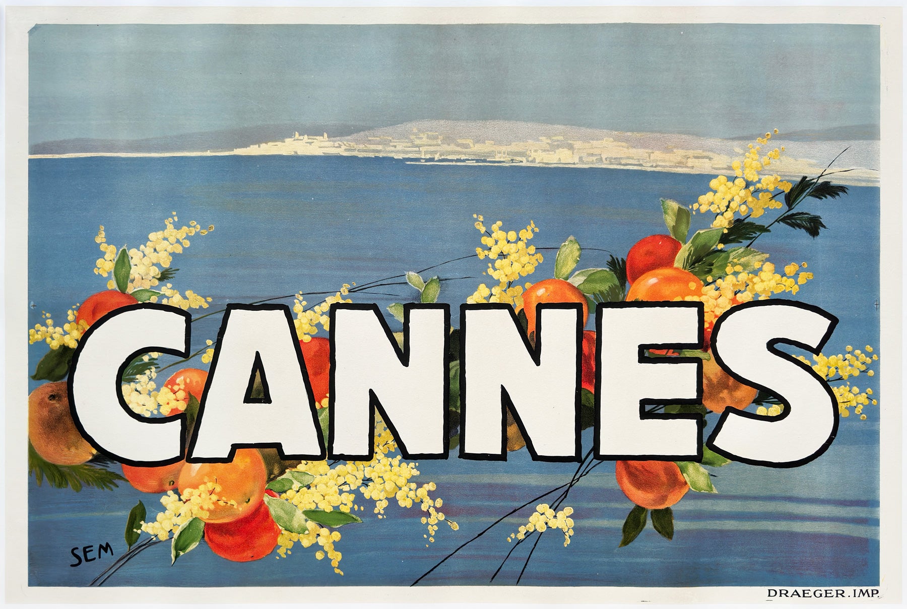 Cannes 1930 French Advertising Travel Poster, George Goursat
