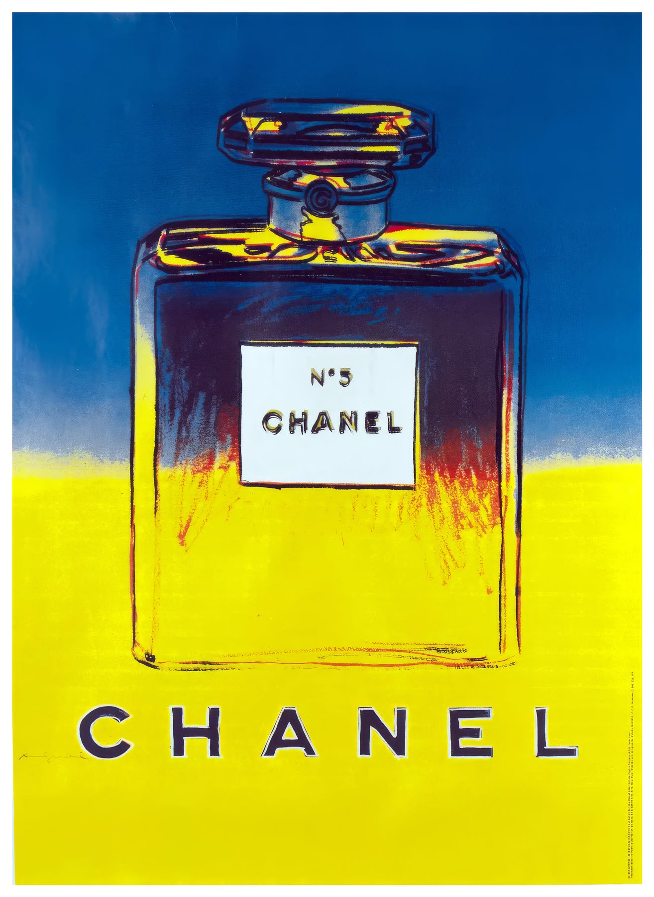 Chanel Blue Yellow 1997 French Advertising Poster, Andy Warhol