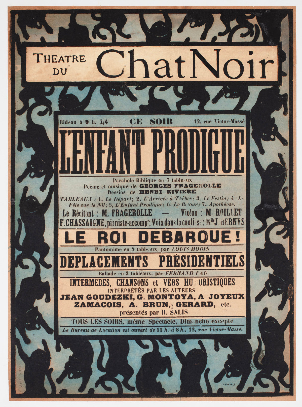 Chat Noir 1894 French Theatre Advertising Poster Henri Riviere