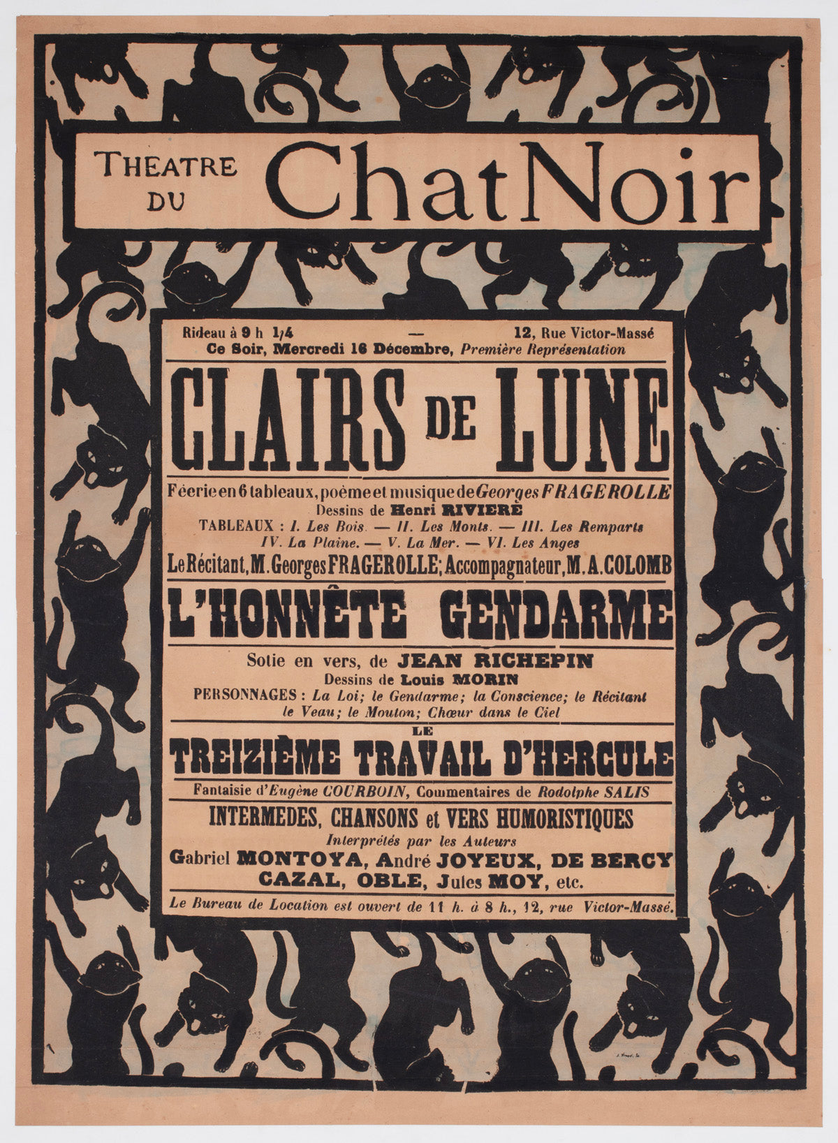 Chat Noir 1896 French Theatre Advertising Poster Henri Riviere