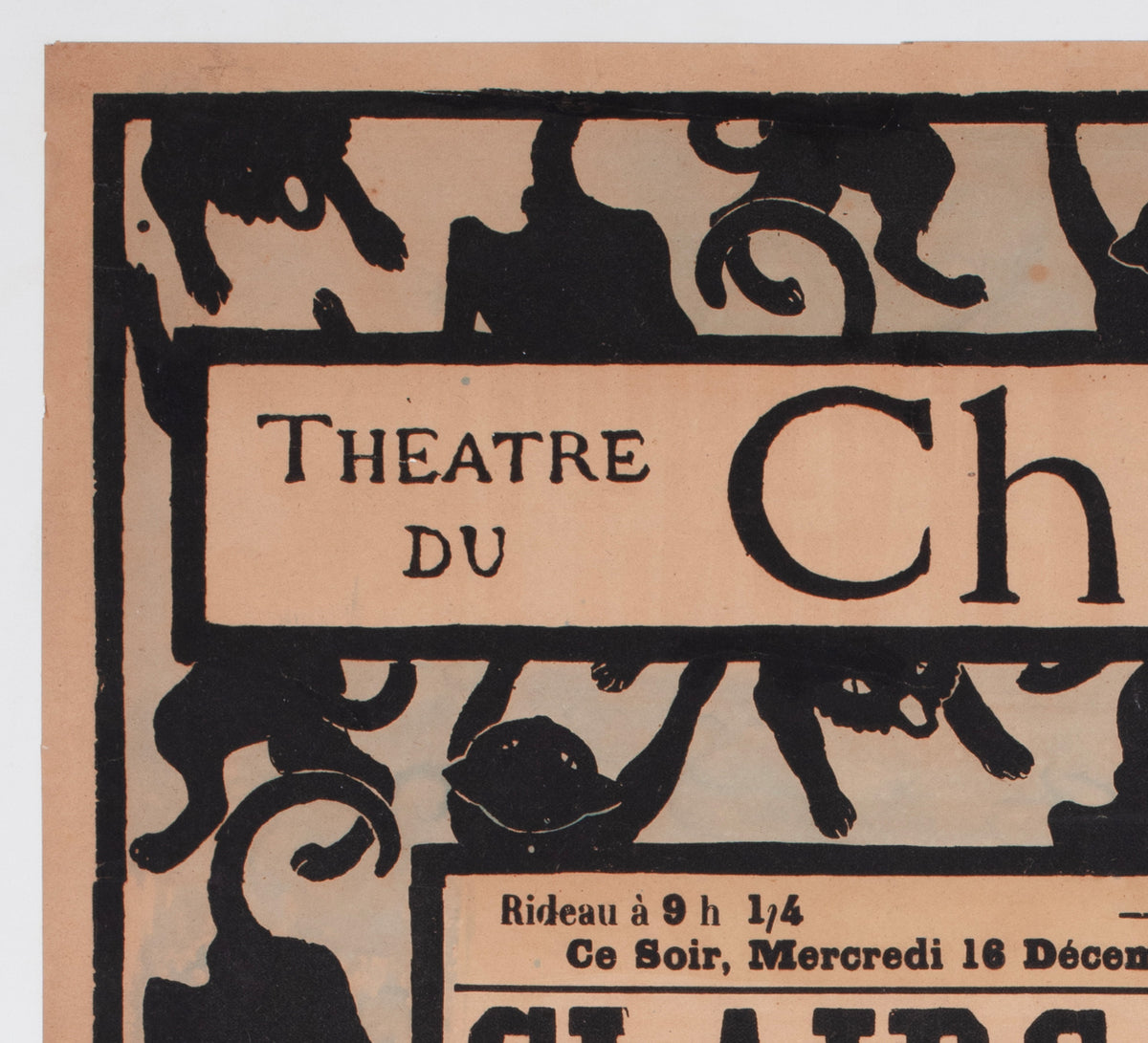 Chat Noir 1896 French Theatre Advertising Poster Henri Riviere - detail
