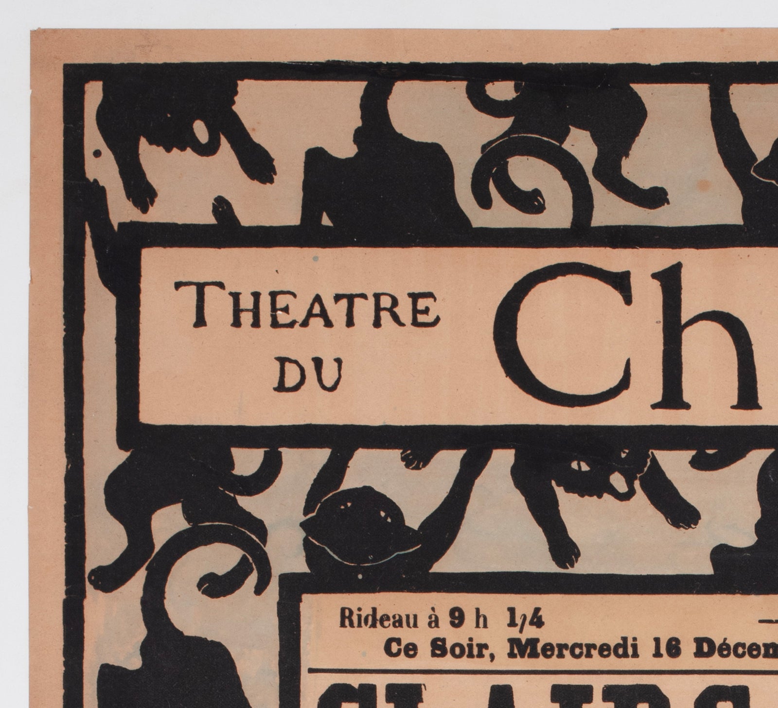 Chat Noir 1896 French Theatre Advertising Poster Henri Riviere - detail