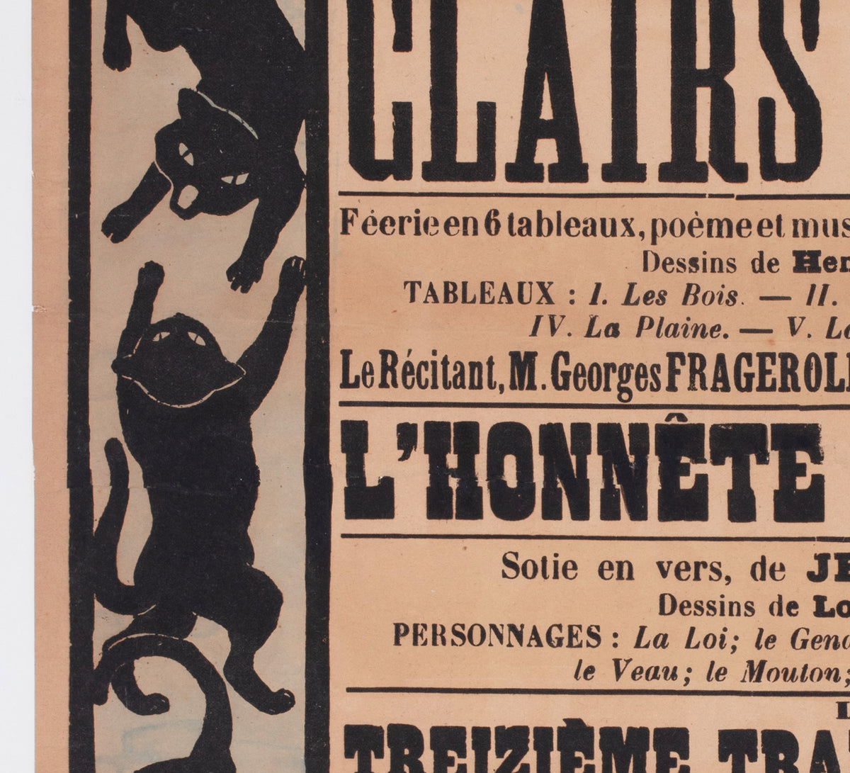 Chat Noir 1896 French Theatre Advertising Poster Henri Riviere - detail