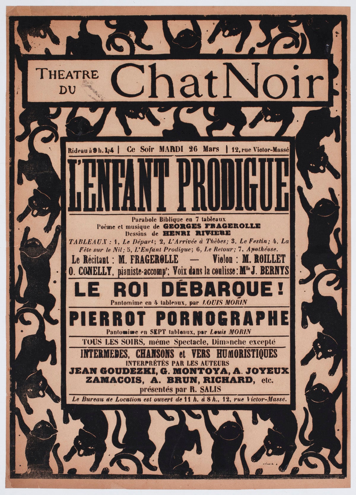 chat noir c1895 french theatre advertising poster henri riviere