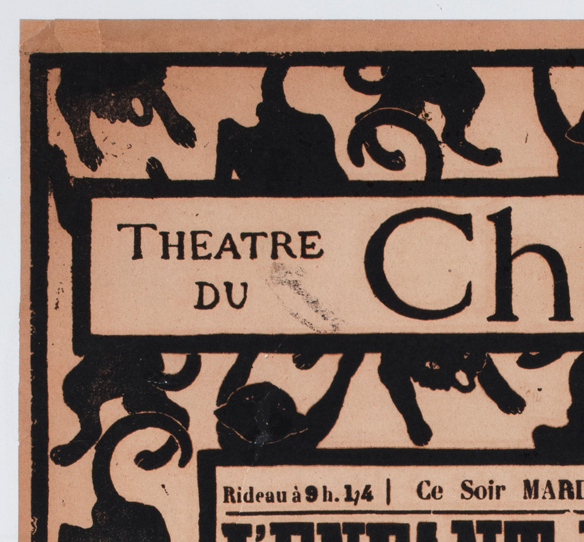 chat noir c1895 french theatre advertising poster henri riviere - detail