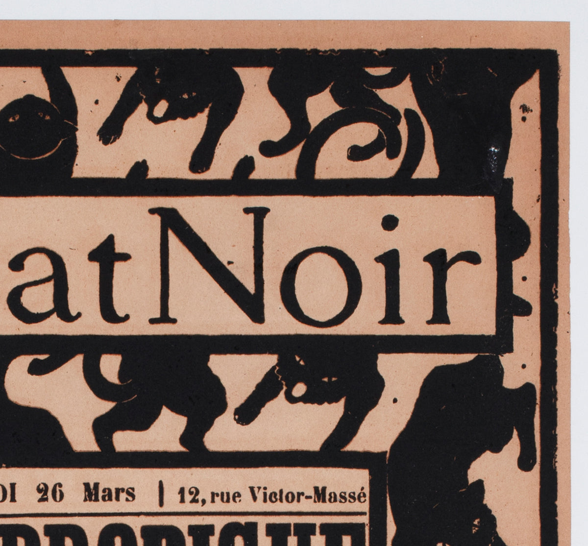 chat noir c1895 french theatre advertising poster henri riviere - detail