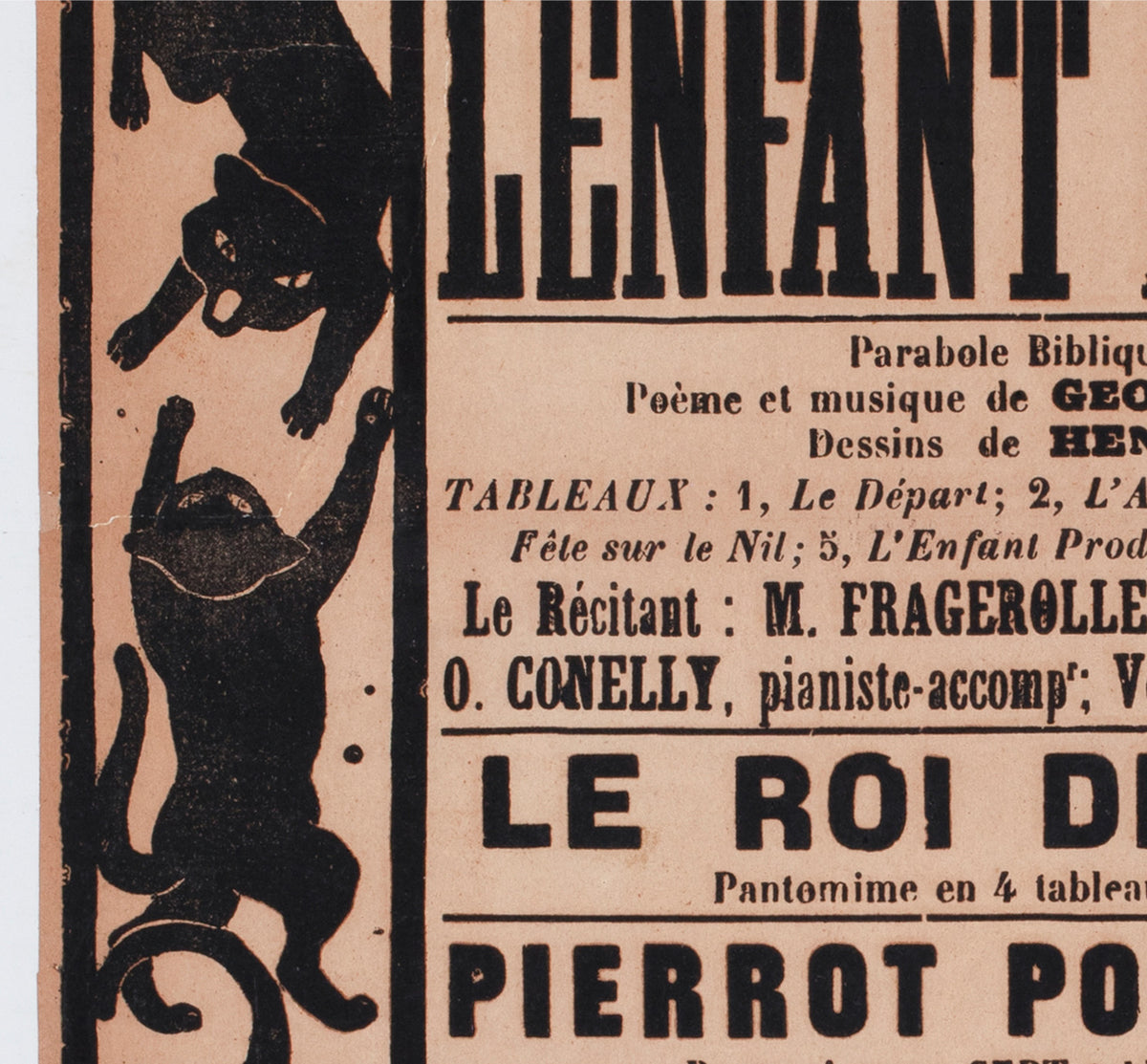 chat noir c1895 french theatre advertising poster henri riviere - detail