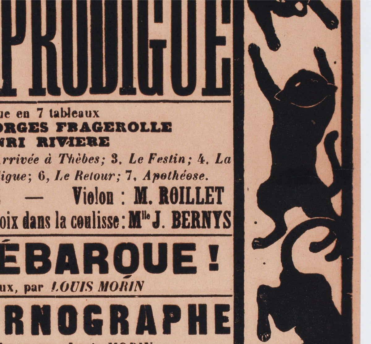 chat noir c1895 french theatre advertising poster henri riviere - detail