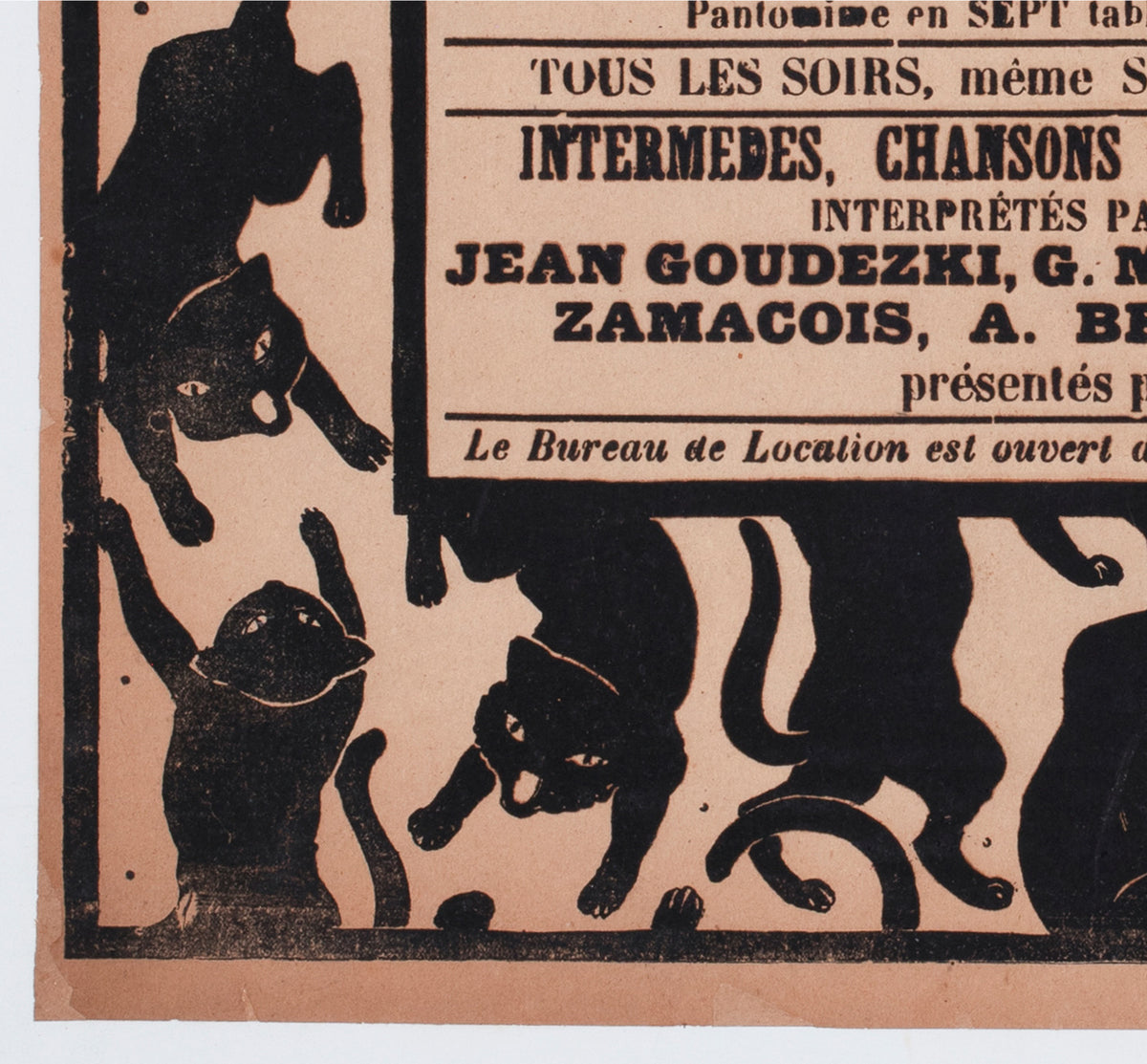 chat noir c1895 french theatre advertising poster henri riviere - detail