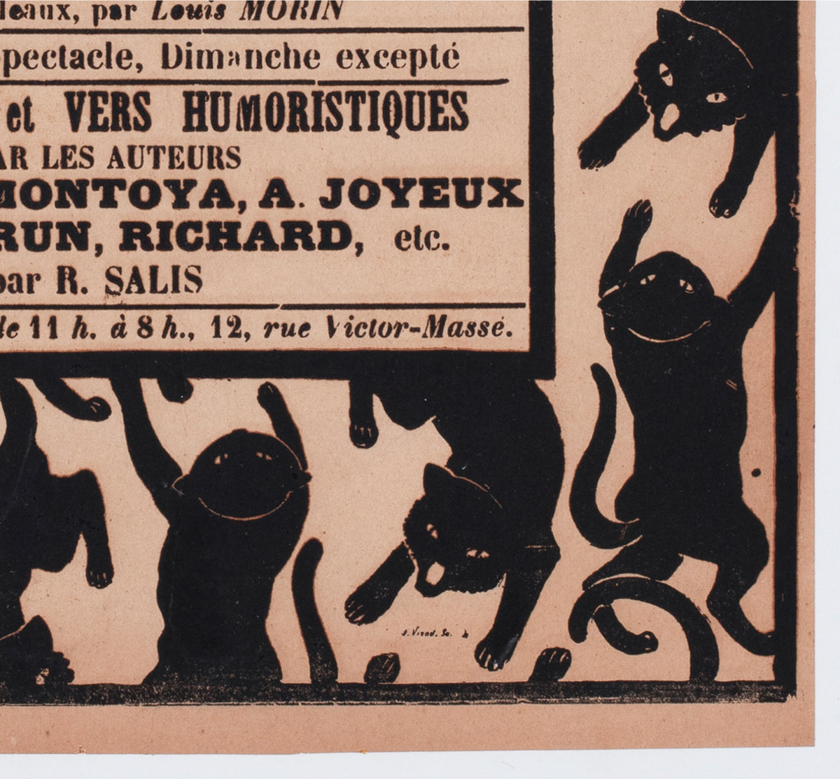 chat noir c1895 french theatre advertising poster henri riviere - detail