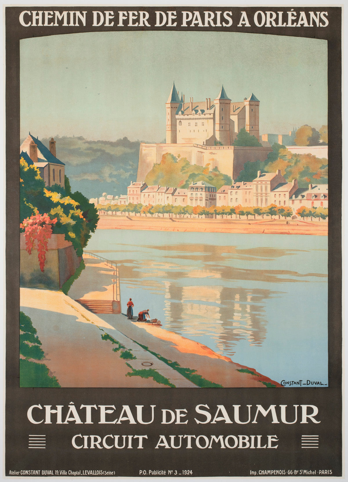 Chateau de Saumur c1924 French Travel Advertsing Poster Constant Duval