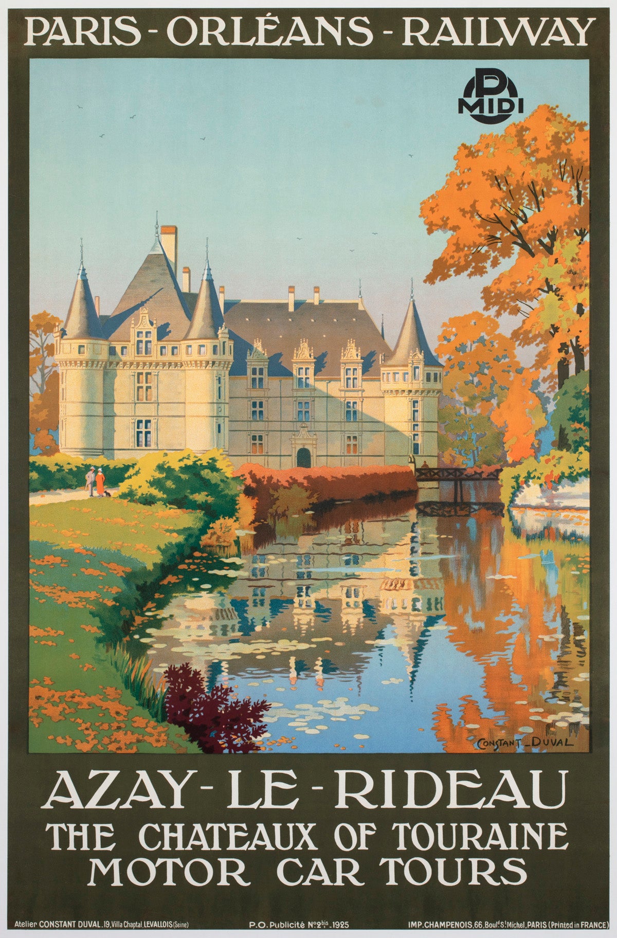 Chateaux D'Azay le Rideau c1925 French Travel Advertising Poster Contant Duval