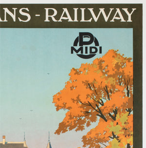 Chateaux D'Azay le Rideau c1925 French Travel Advertising Poster Contant Duval - detail