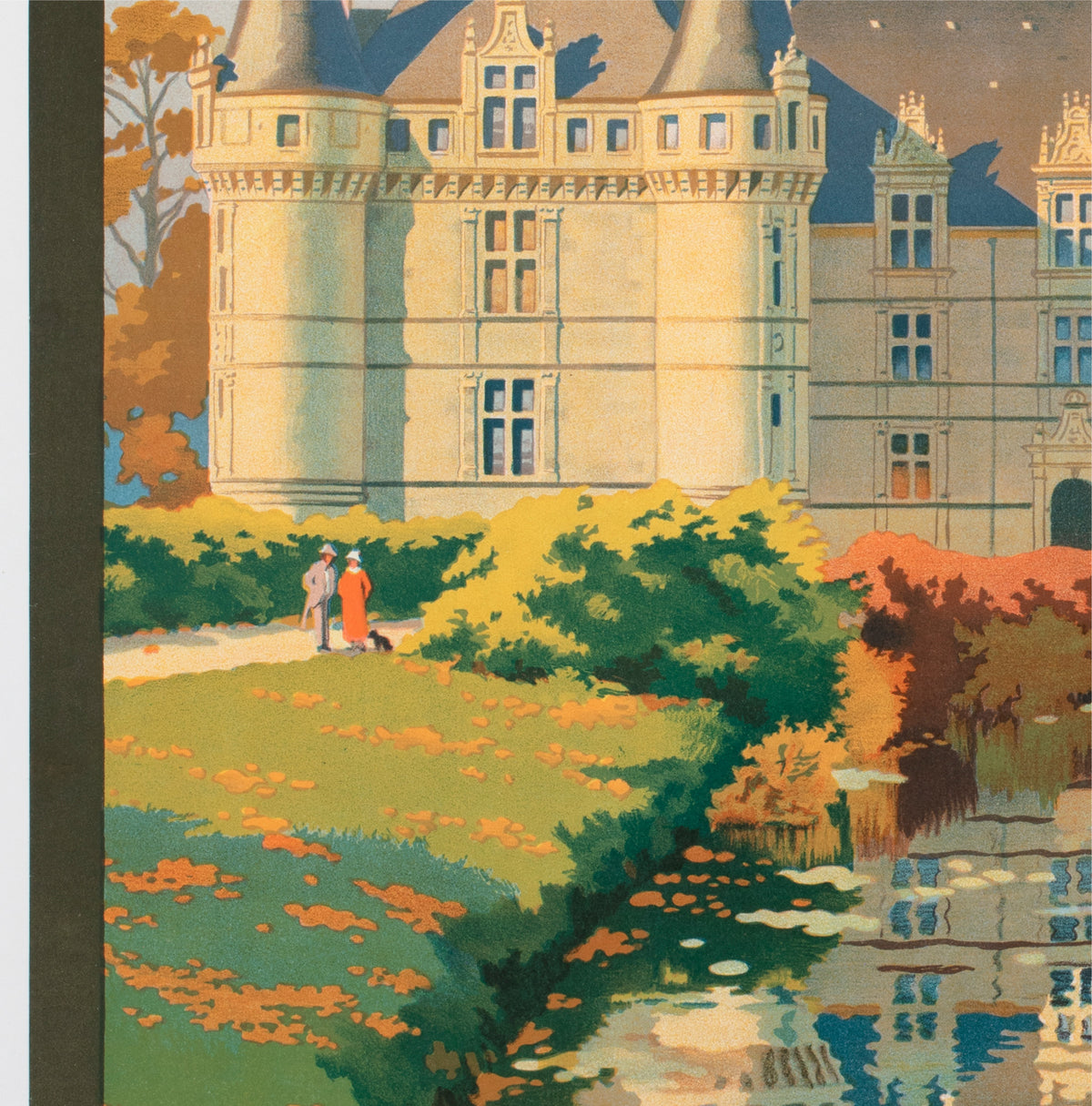 Chateaux D'Azay le Rideau c1925 French Travel Advertising Poster Contant Duval - detail