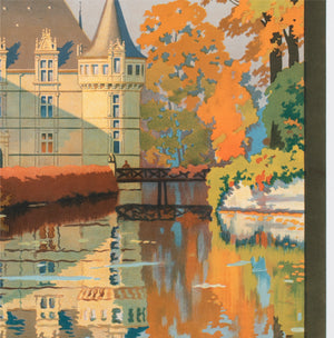 Chateaux D'Azay le Rideau c1925 French Travel Advertising Poster Contant Duval - detail