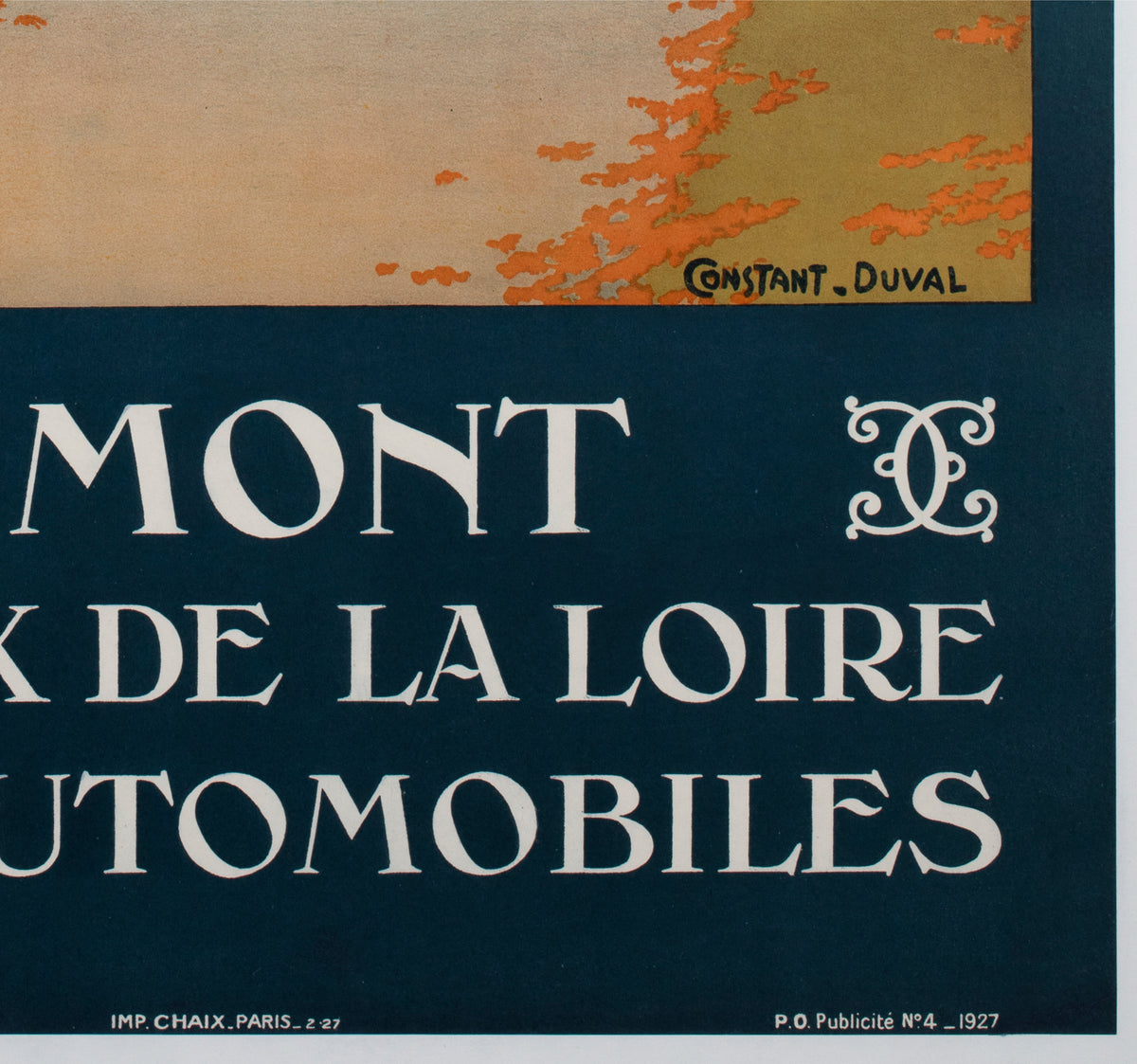 Chaumont c1928 French Railway Travel Advertising Poster Contant Duval - detail