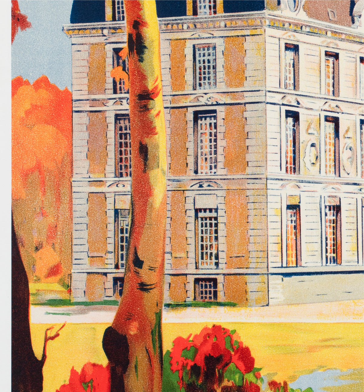 Cheverny c1937 SNCF French Railway Travel Advertising Poster E Paul Champseix - detail