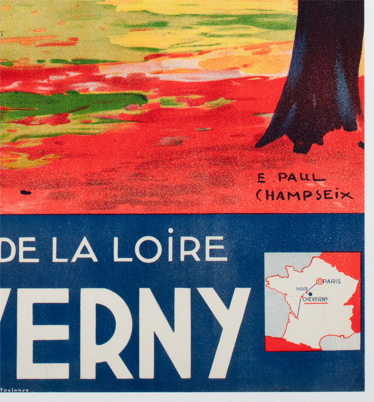 Cheverny c1937 SNCF French Railway Travel Advertising Poster E Paul Champseix - detail