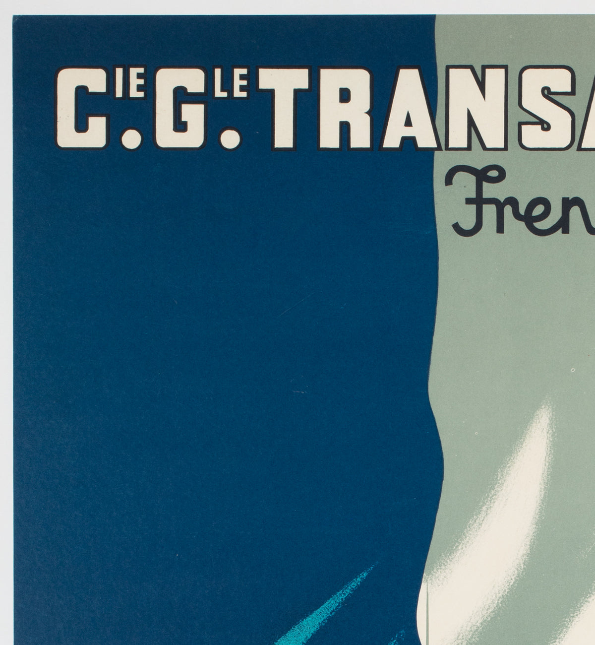 Cie Gle Transatlantique 1950s French Line Large Travel Poster, Paul Colin - detail