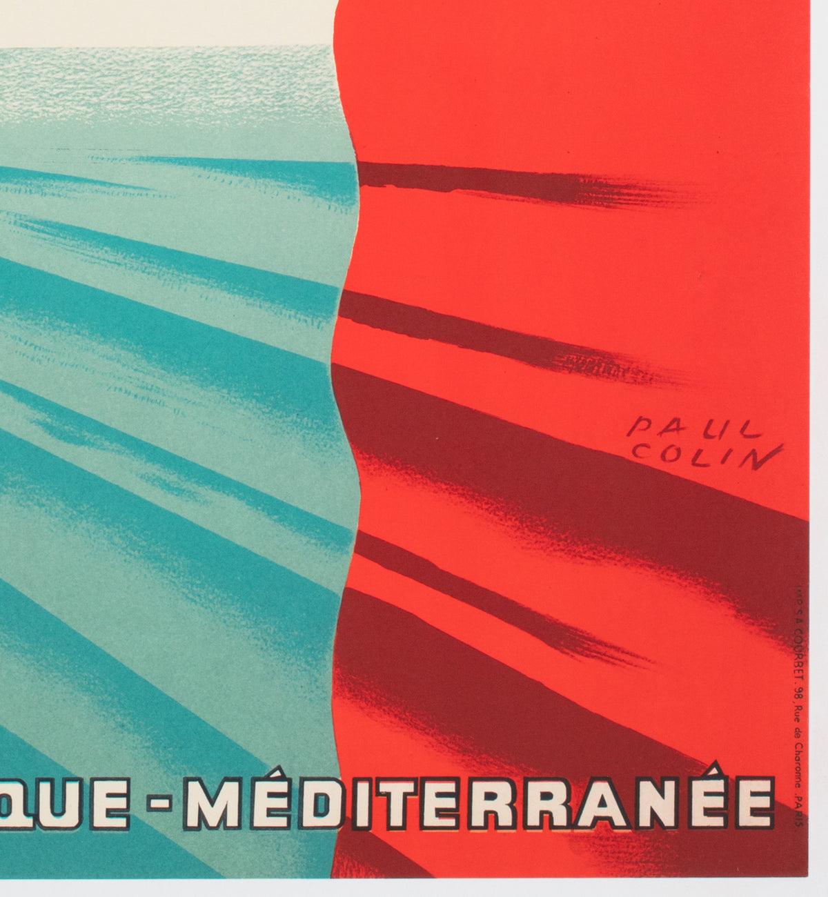 Cie Gle Transatlantique 1950s French Line Large Travel Poster, Paul Colin - detail