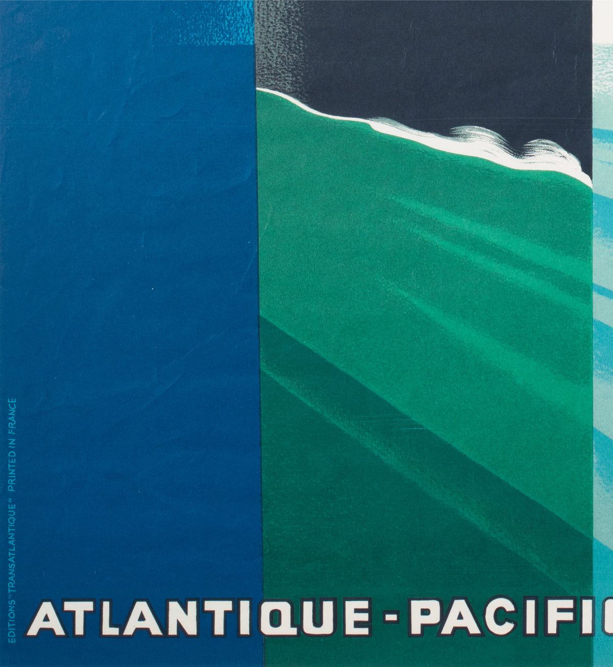 cie gle transatlantique 1950s french line large travel poster paul colin - detail