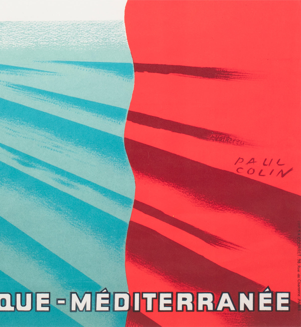 cie gle transatlantique 1950s french line large travel poster paul colin - detail