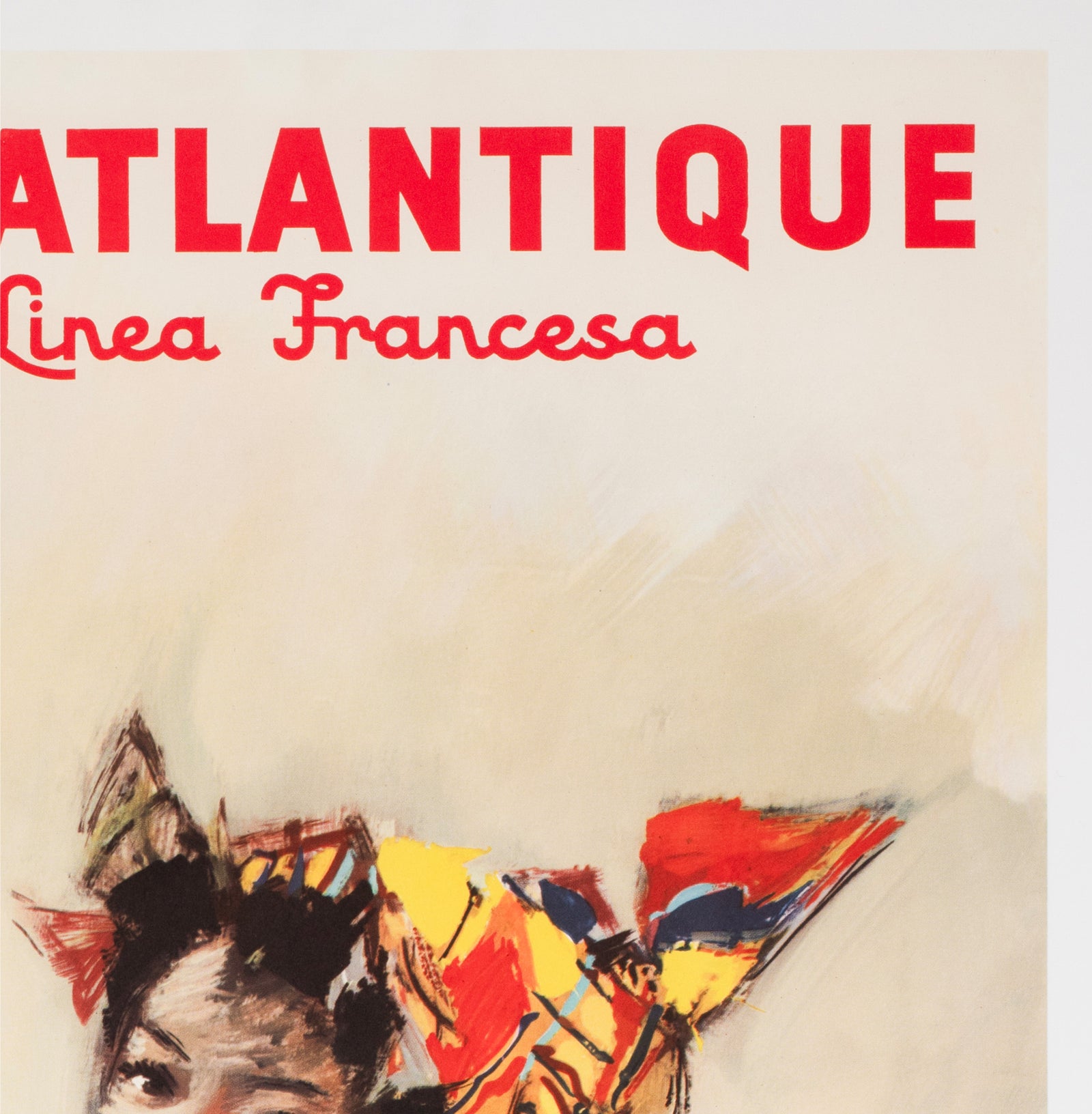 Cie Gle Transatlantique French Line Antilles Colombie Venezuela Jamaïque c1950s Travel Poster Albert Brenet - detail
