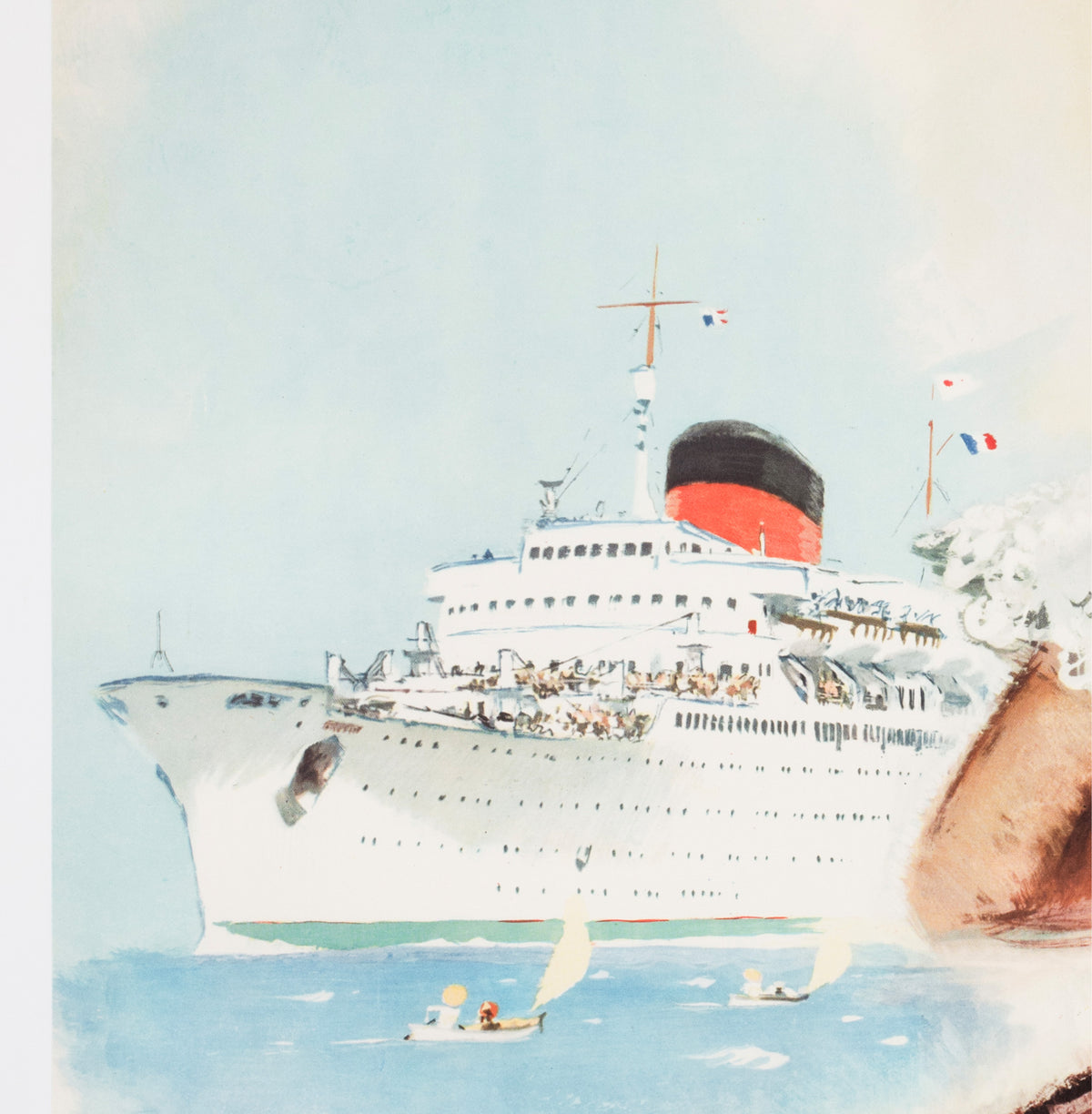 Cie Gle Transatlantique French Line Antilles Colombie Venezuela Jamaïque c1950s Travel Poster Albert Brenet - detail