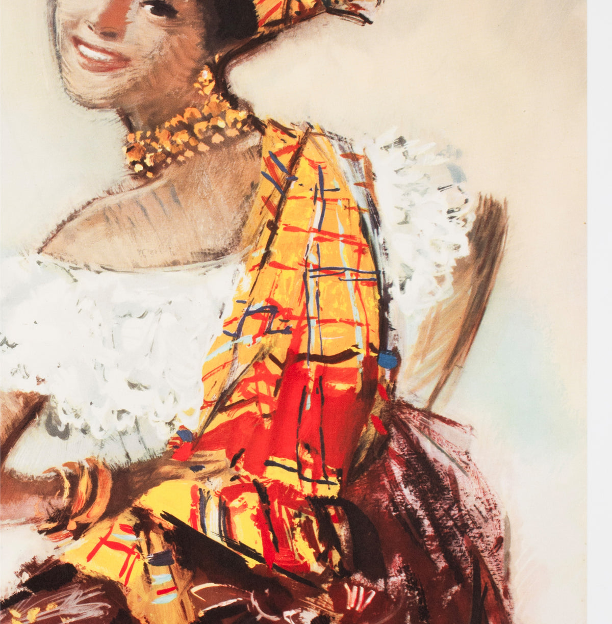 Cie Gle Transatlantique French Line Antilles Colombie Venezuela Jamaïque c1950s Travel Poster Albert Brenet - detail