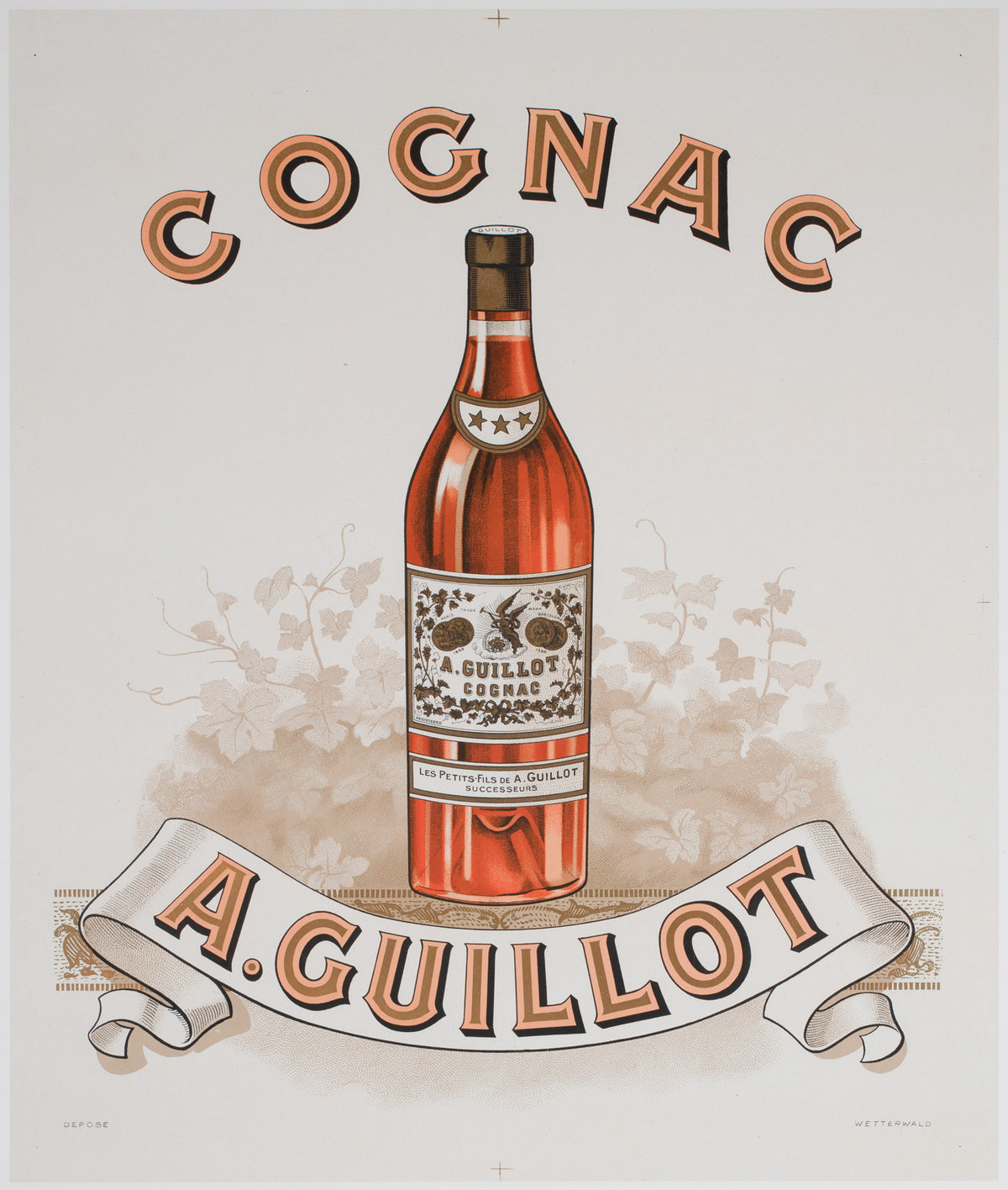 Cognac Guillot c1910 French Alcohol Advertising Poster