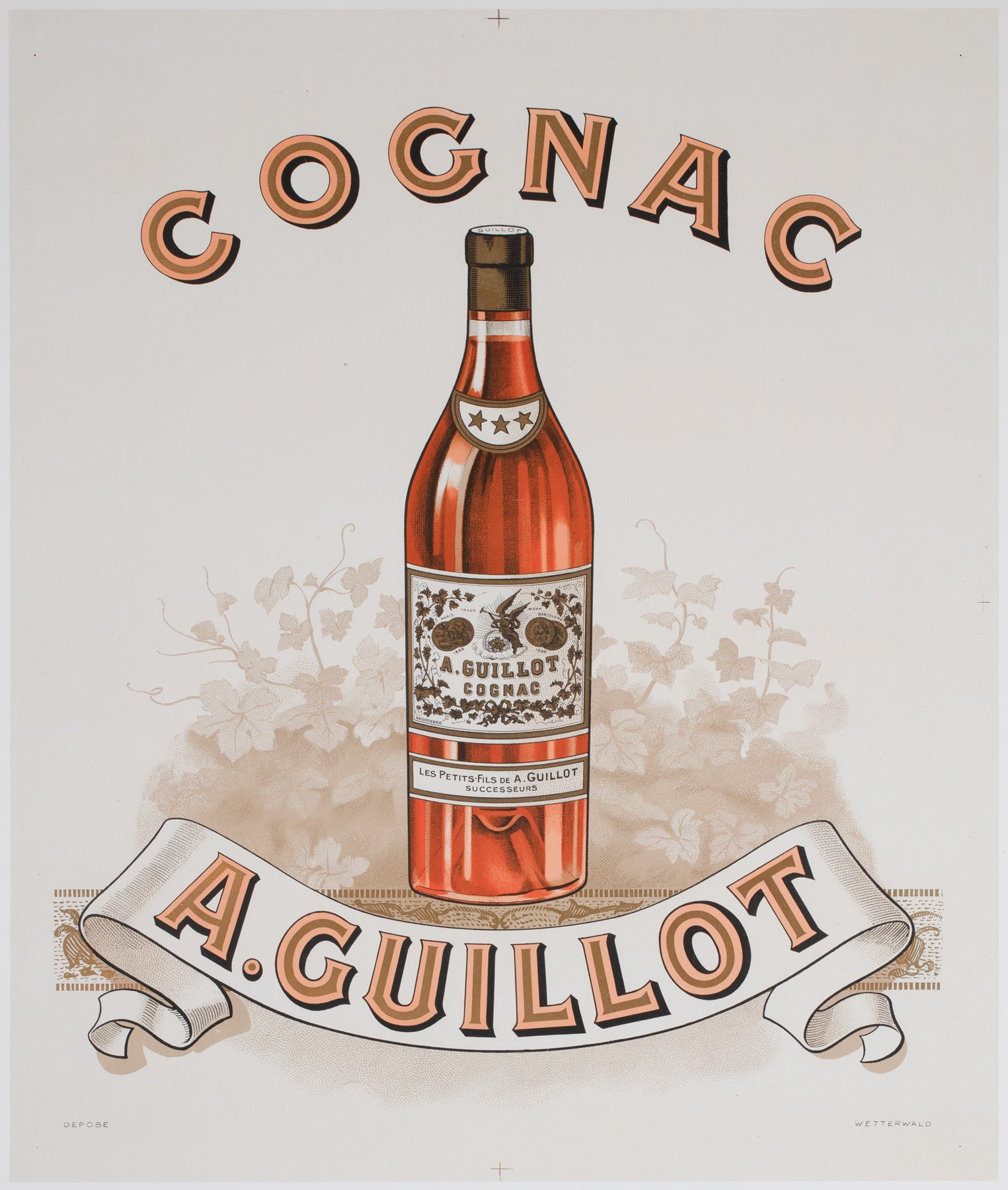 Cognac Guillot c1910 French Alcohol Advertising Poster