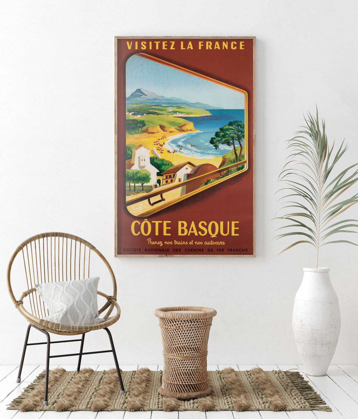 Cote Basque 1952 SNCF French Railway Travel Advertising Poster, Jean Garcia