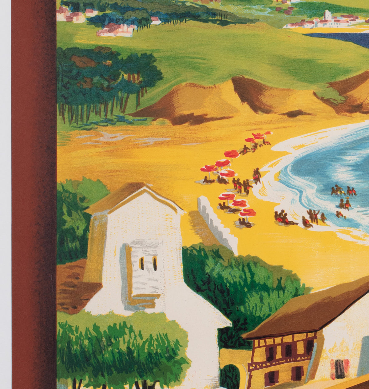 Cote Basque 1952 SNCF French Railway Travel Advertising Poster, Jean Garcia - detail