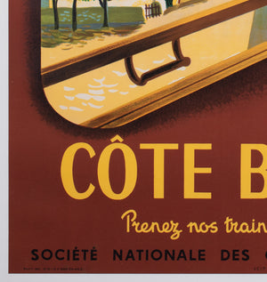 Cote Basque 1952 SNCF French Railway Travel Advertising Poster, Jean Garcia - detail