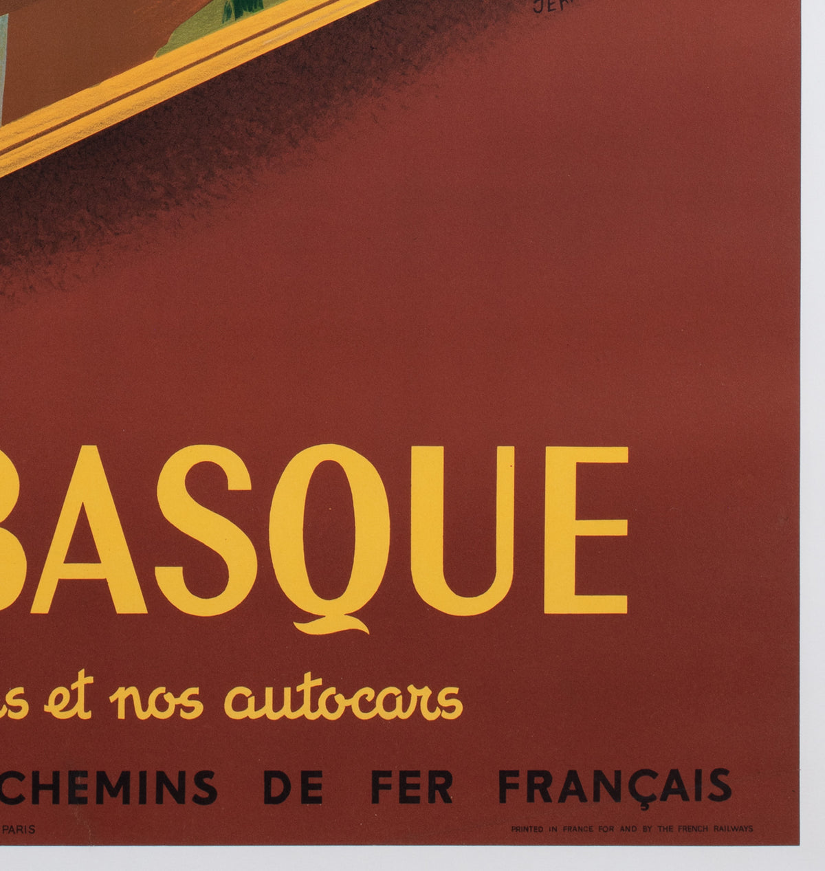 Cote Basque 1952 SNCF French Railway Travel Advertising Poster, Jean Garcia - detail