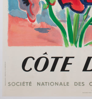 Cote D'azur 1947 SNCF French Railway Travel Advertising Poster, Jal - detail