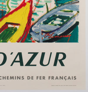 Cote d'Azur 1960 SNCF French Railways Travel Poster, Roger Marcel Limouse