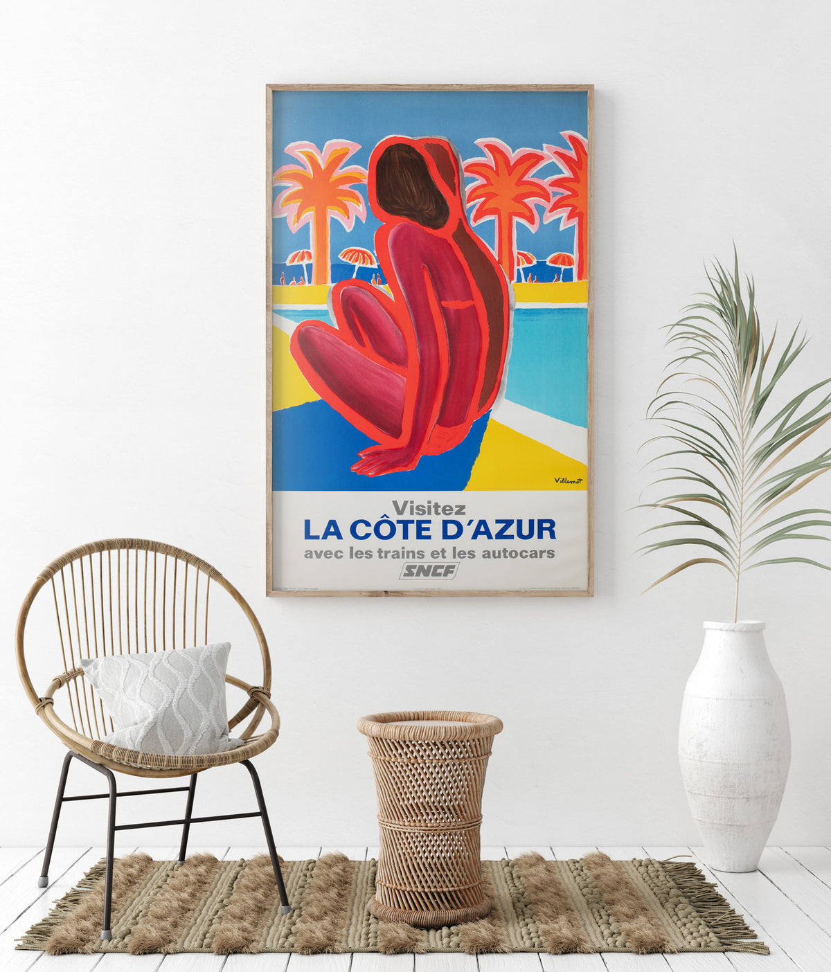 Cote d'Azur SNCF 1968 Travel Advertising Poster, Bernard Villemot