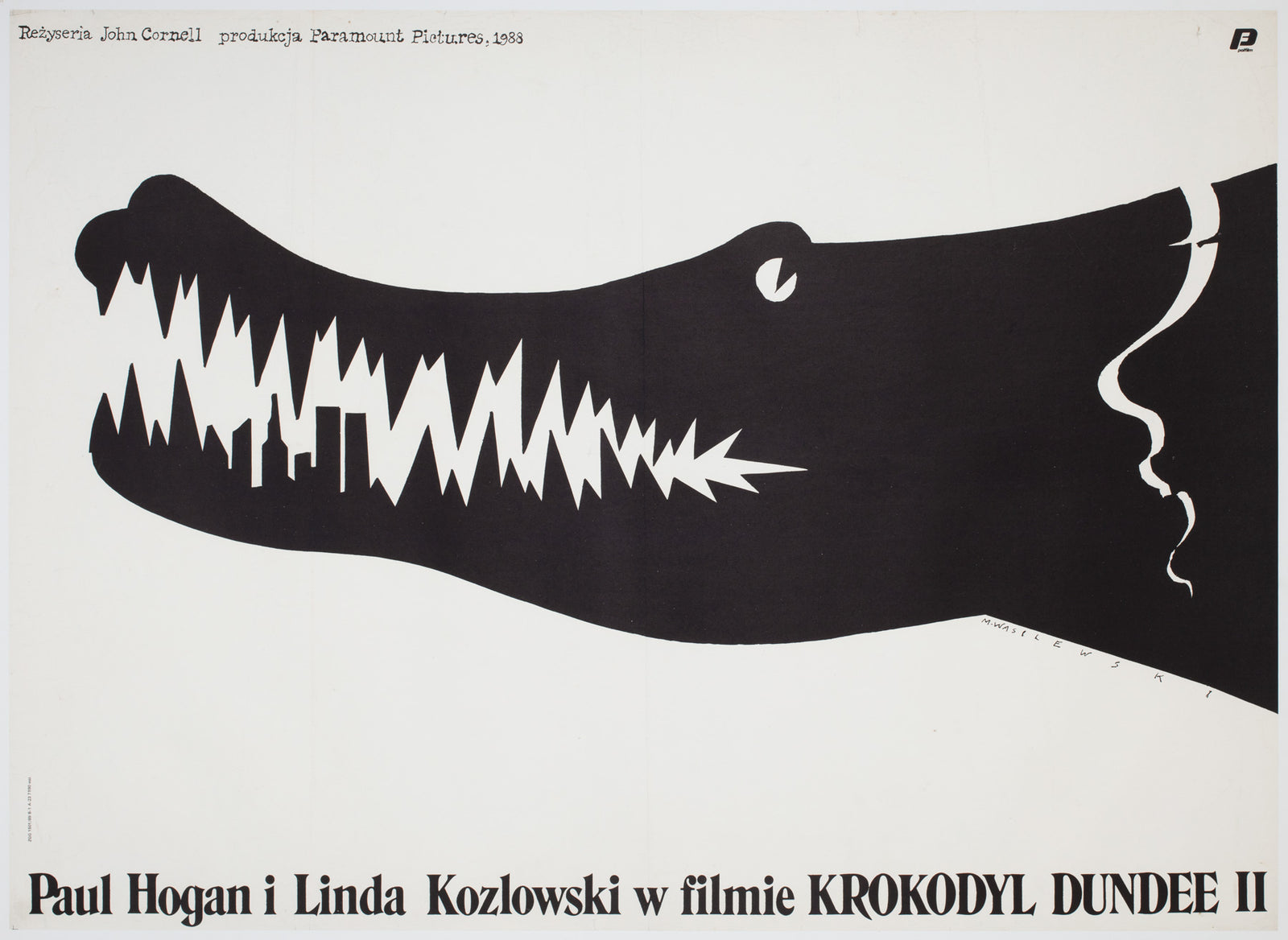 Crocodile Dundee 2 1989 Polish Film Movie Poster Linen-backed, Mieczyslaw Wasilewski