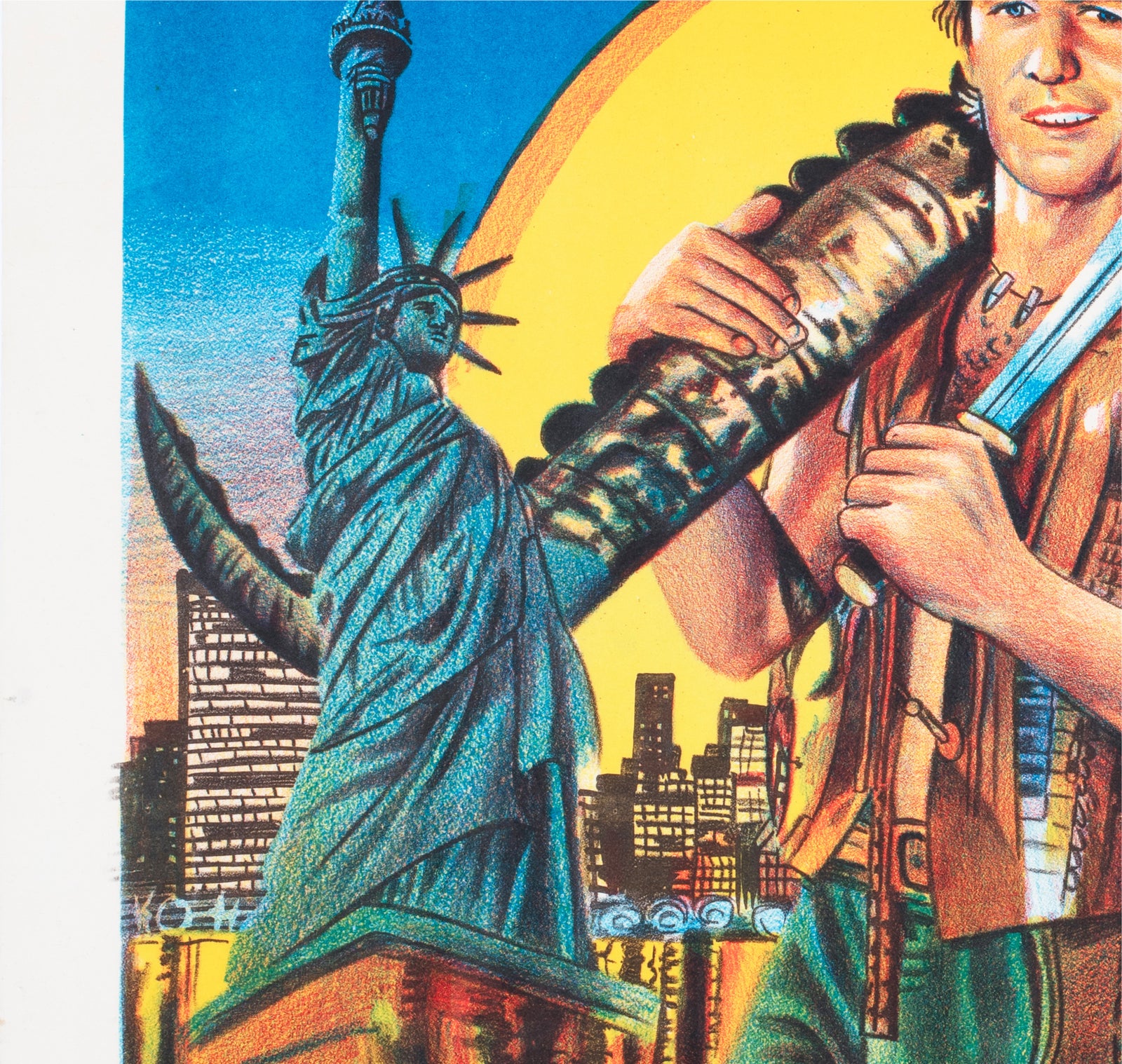 Crocodile Dundee 2 c1980s Egyptian Film Poster - detail
