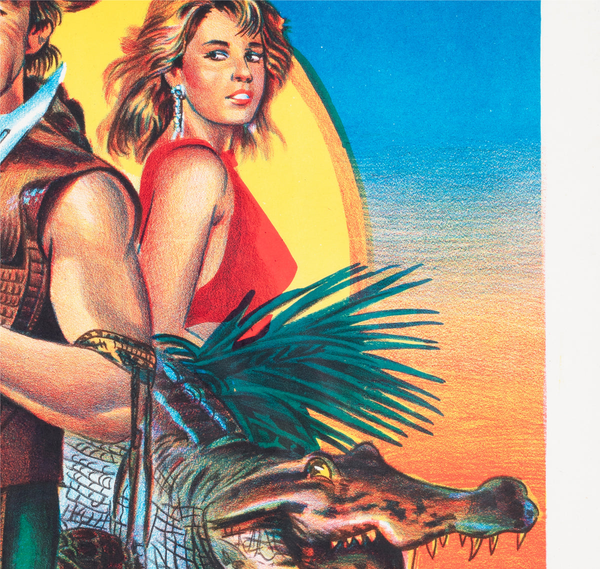 Crocodile Dundee 2 c1980s Egyptian Film Poster - detail