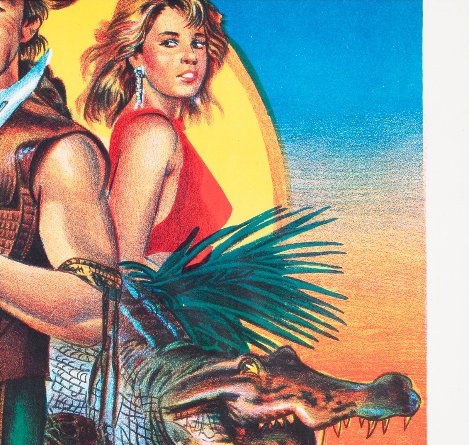 Crocodile Dundee 2 c1980s Egyptian Film Poster - detail
