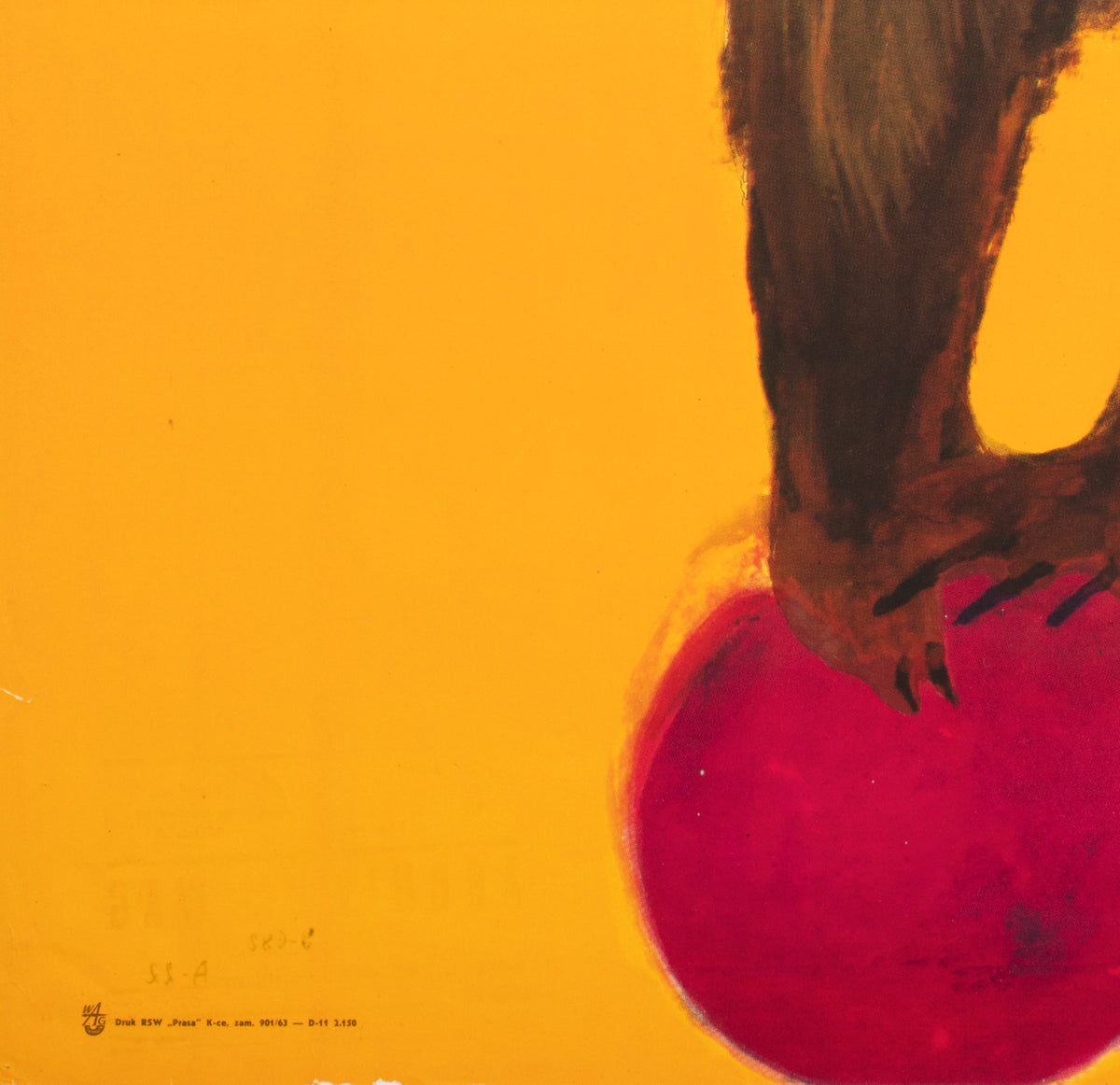 Cyrk Bear on Ball 1963 Polish B1 Circus Poster, Maciej Urbaniec - detail