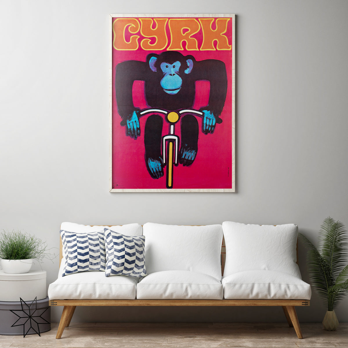 Cyrk Chimpanzee Cyclist R1980 Polish Circus Poster, Wiktor Gorka