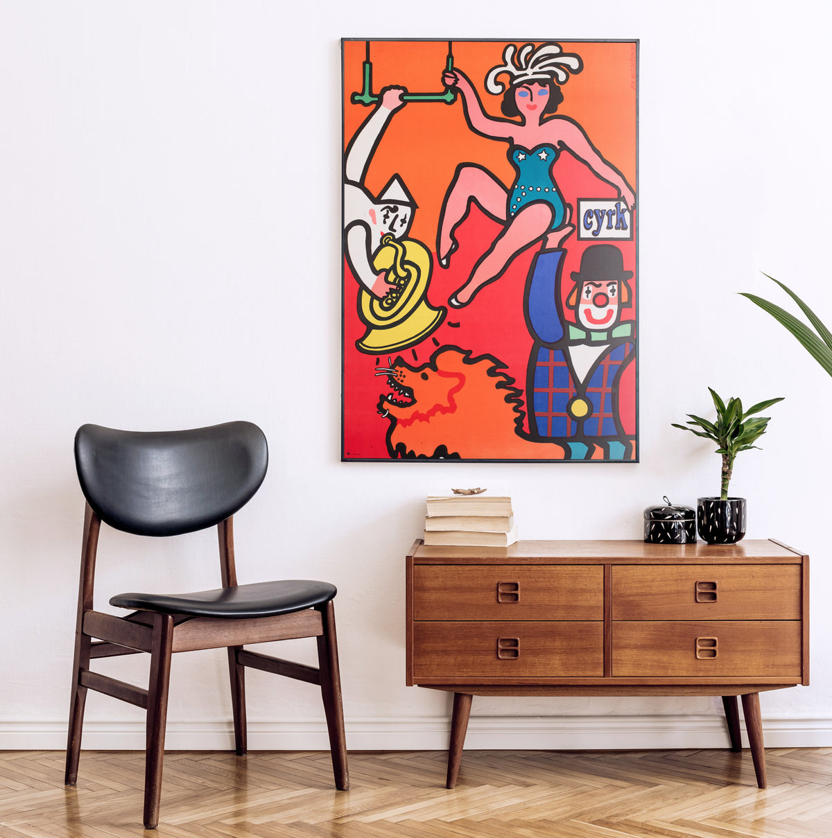 Cyrk Clown Balancing Lady 1975 Polish B1 Circus Poster Jan Mlodozeniec