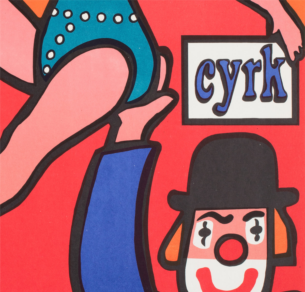 Cyrk Clown Balancing Lady 1975 Polish B1 Circus Poster Jan Mlodozeniec - detail