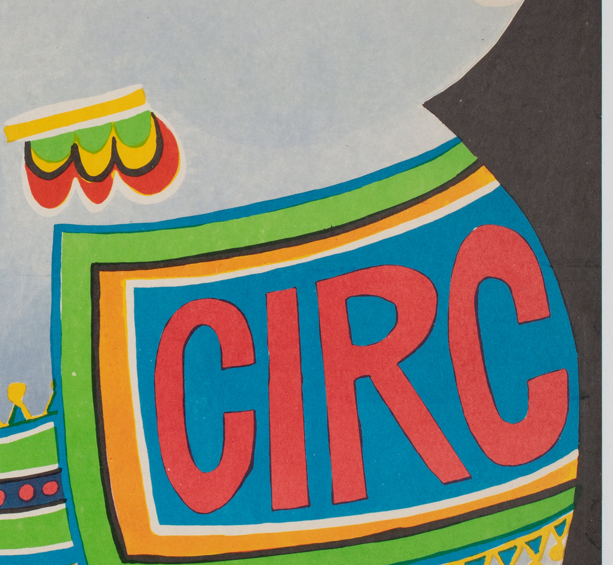 Cyrk Elephant Trainer 1979 Romanian Circus Poster, Dan Cioca - detail