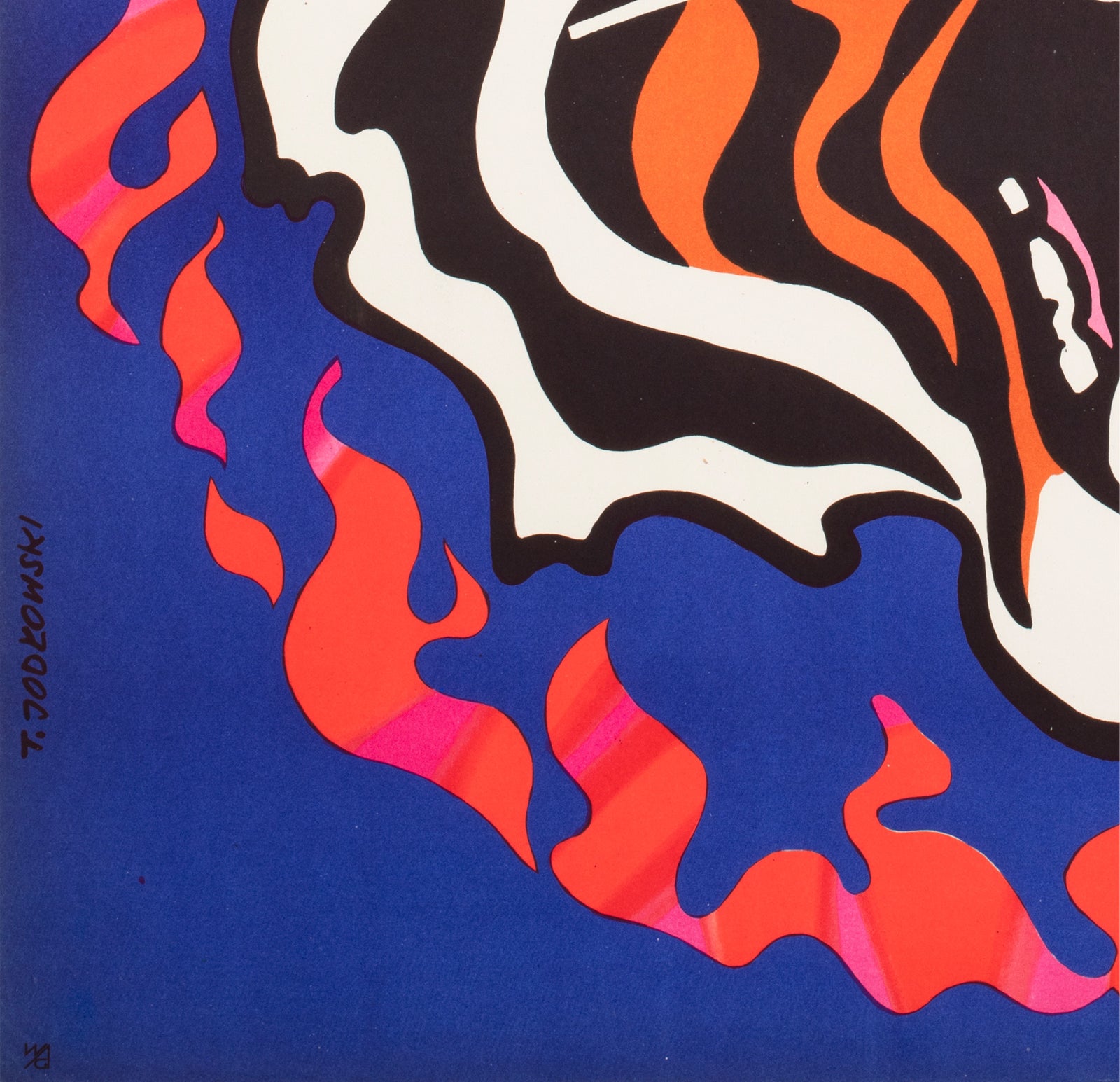 Cyrk Fire Tiger 1970 Polish Circus Poster, Tadeusz Jodlowski - detail