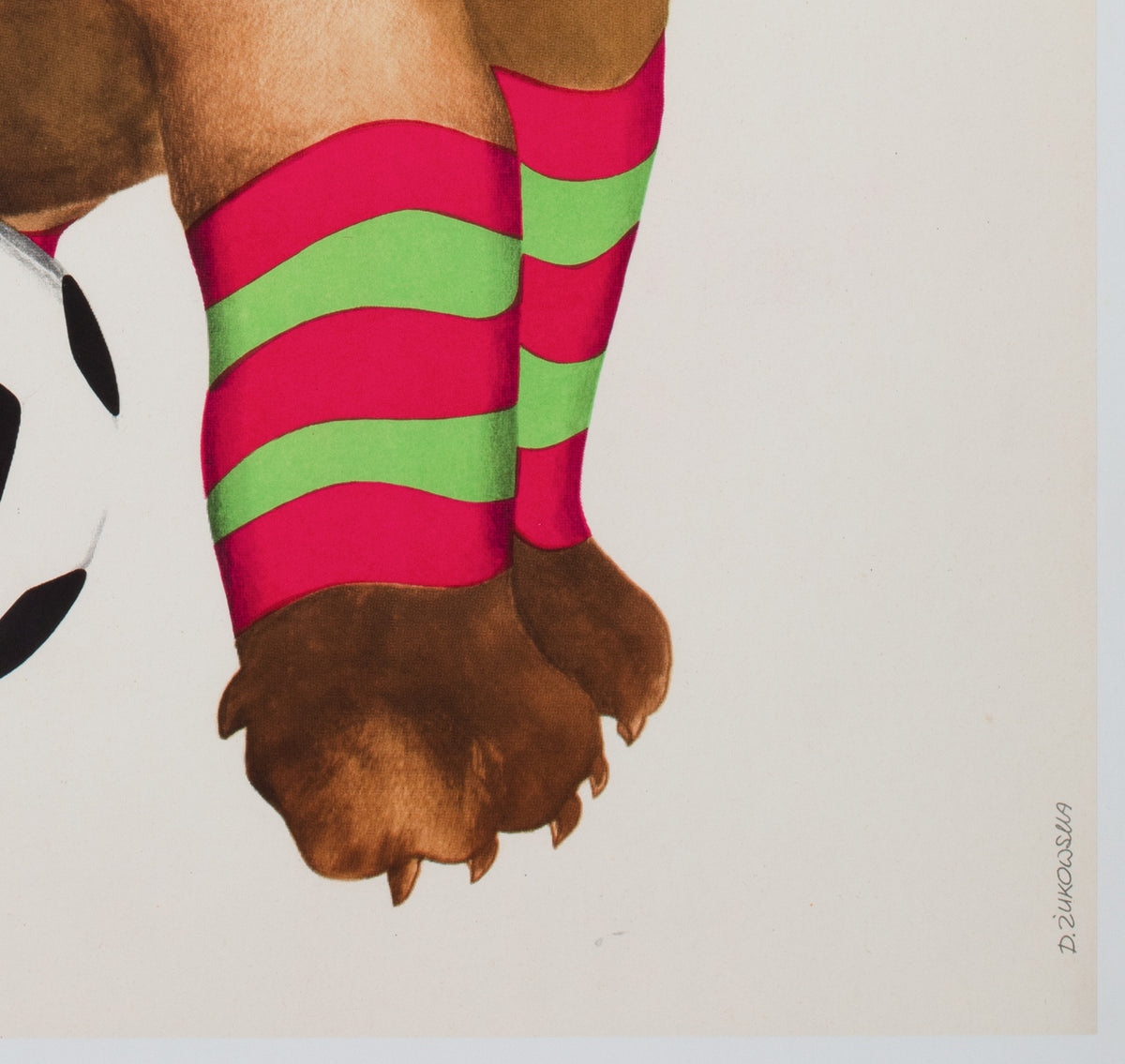 Cyrk Football Dog 1973 Polish Circus Poster, Danuta Zukowsaka - detail